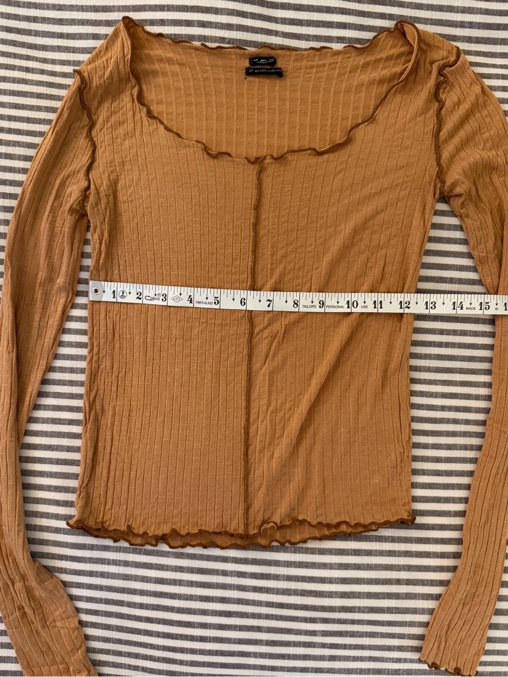 Urban Outfitters Ribbed Square-Neck Long Sleeve Top - Camel - Picture 5 of 5